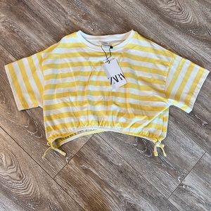 Zara size 11/12, yellow striped crop top